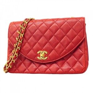 Chanel Matelassé Chain Shoulder Bag, Lambskin, Red, Women's